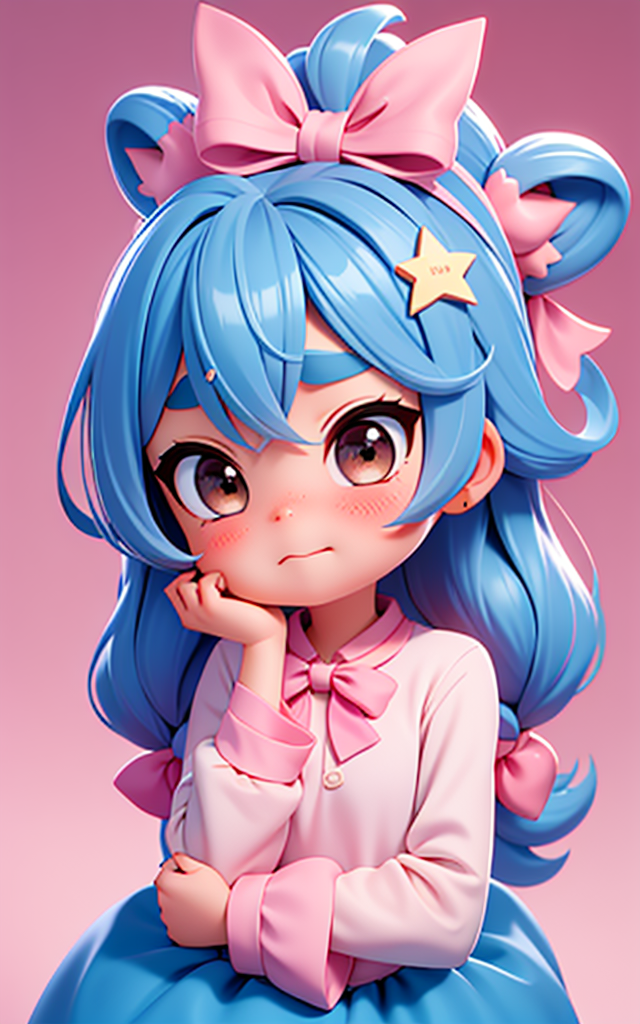 01517-1022548959-pixar, 1girl, cat, blue hair, brown eyes, star hair ornament, hair ornament, blush, bow, star (symbol), looking at viewer, ahoge.png
